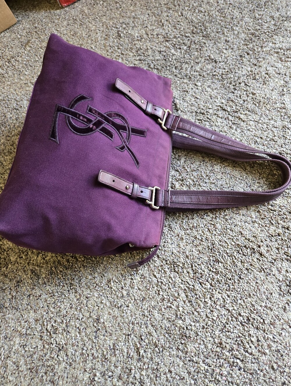 Yves Saint Laurent Purple Logo Canvas Tote - Picture 9 of 14